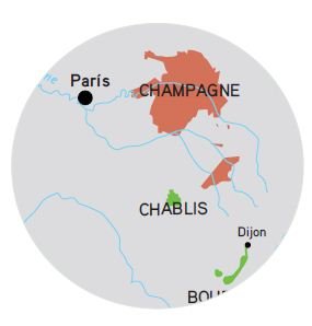 Chablis liggur á milli Parísar og Dijon