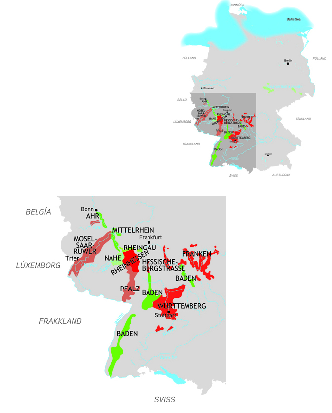 Vínræktarsvæðin í Þýskalandi 