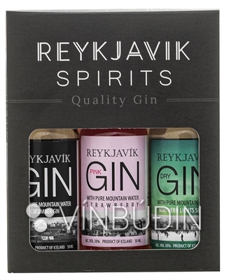 Reykjavík Gin Dry & Cucumber & Strawberry í öskju 3 tegundir 6x50 ml